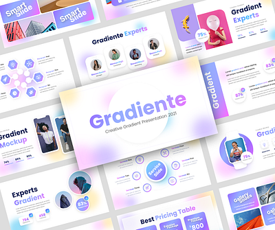 Gradiente - Creative Gradient Presentation Template branding colorful company profile creative design education gradient hologram learning neon pastel personal branding premium professional project purple rainbow startup technology trendy