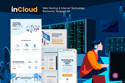 Web Hosting Elementor Template Kit design elementor hosting internet technology template ui ux web website