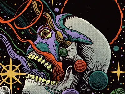 Star power comics cosmos eclipse galaxy horror moleskine planets sci fi science scifiart sketchbook skull star stars terror