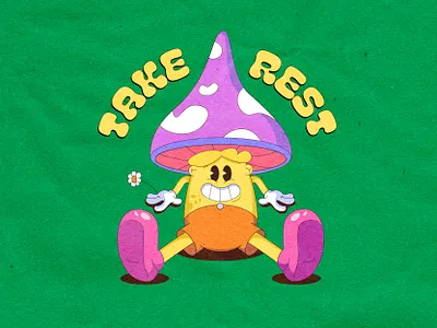 take rest 1930 1930s 30s 90s chill classic cartoons cool design cuphead lowbrow mushroom old cartoon old school pop culture psychadelic rubber hose rubberhose summer tshirt tshirt art tshirt design