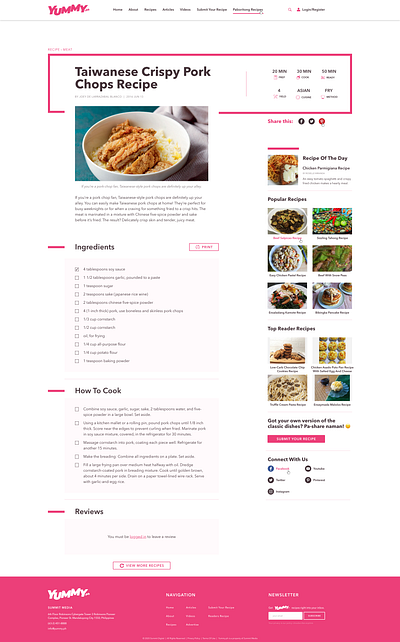 Website Redesign - Yummy.ph recipe page branding design food recipe redesign concept web web design