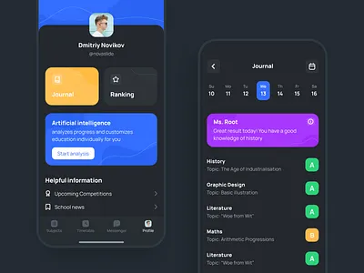 Educational app app college dark e learning education figma learning mobile app school students study ui user experience user interface