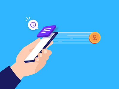 Speedy money transfers ⏱️ 2d adobe app design finance fintech flat design hanateh illustration money transfer paysend phone simple ui design vector