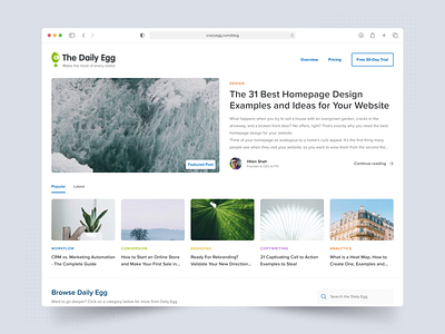 Blog Redesign - Home blog crazyegg dailyegg development front end index ui