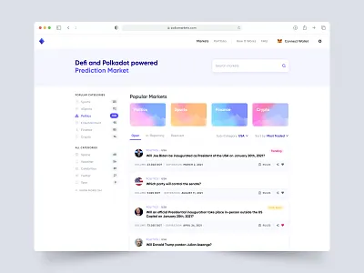 Polkamarkets Design v1 crypto ethereum investment polkamarkets prediction uiux