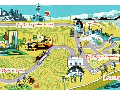 Rioja alex green digital editorial folioart illustration landscape map spain travel