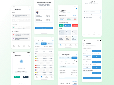 Covid - 19 Application emergency homepage interface login medical mobile app mobile interface patient app profile treatment ui ui ux uidesign update ux uxdesign visual visual design