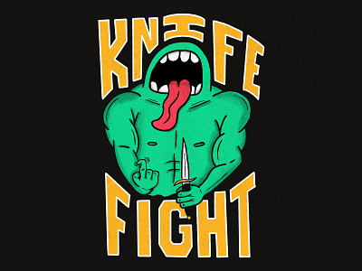 KNIFE FIGHT fight hand drawn hand type illustration knife monster tongue