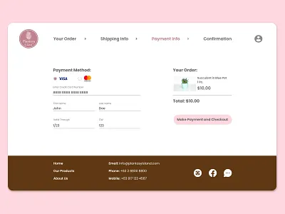 Plantasy Island Payment Screen dailyui ecommerce minimal plantshop ui