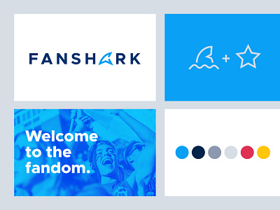 Fanshark :: Brand Elements all caps blue brand brand colors branding celebrities celebrity color scheme ecommerce fan fandom fin logo logo exploration logo mark logotype shark shark fin word mark wordmark