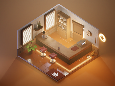 3D Cafe 3d 3d art 3d artist 3d model 3d modeling ambiance animal crossing blender brewster cafe fog game gaming isometric light model roost switch