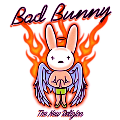 Bad Bunny - La Nueva Religión airbrush badbunny graphicdesign illustration lettering merchandise