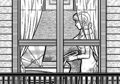 Baby Carriage art baby carriage carrier cartoon digital drawing illustration illustration digital lady line art lines mother outside stylize top view window woman woman illustration