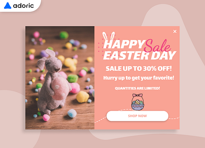 Happy Easter Promotion Popup Example design e commerce easter easter bunny easter egg lightbox overlay popover popup promotion sale