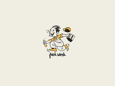 FUCK WORK brooklyn designer character design graphics illustration pin design sticker design t shirt design tee design vector vector design