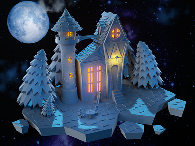 Castle In Space 3d 3d art 3d modeling art artwork blender blender3d design eevee hdri light low poly modeling spotlight