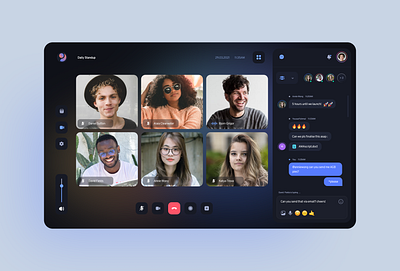 Video Conferencing Concept app design clean ui dark mode dark ui dashboad dashboard ui minimal uidesign uxdesign video videocall videochat web app webapp design webdesign