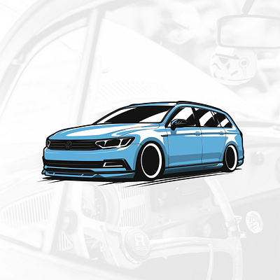 VW Passat B8 ABT art artwork automobile car design drawing graphicdesign illustration logo vector