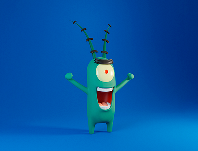 Character Plankton - SpongeBob 3d blender character cinema4d design illustration zbrush