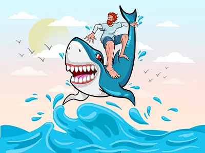 Boy & Shark art boy boy illustration character characterdesign digital art digital painting digitalart figure fineart illustrating illustration nature procreate sea shark