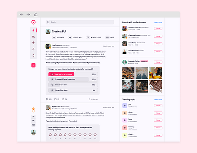 Polly - Social app for Polls (Light Mode) appdesign designagency polls productdesign socialmedia socialnetwork theinfinitecanvas uidesign uidesigner uxdesigner webdesign