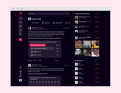 Polly - Social app for Polls (Dark Mode) darkmode freelancing polls productdesign uidesign uxdesign uxdesigner webdesign