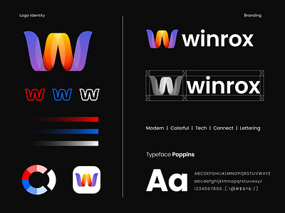 Logo design branding for Winrox | Letter W a b c d e f g h i j k l m n alphabet app icon app icon designers brand guideline conceptual creative direction gradient logo identity letter w logo brand mark logo design branding logo presentation logo trends 2021 modern logo monogram letter mark o p q r s t u v w q y z popular logo w logo wordmark