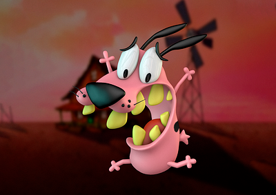 Character Courage the Cowardly Dog 3d blender character cinema4d design illustration zbrush