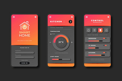 smart home management UI app art clean flat graphic design illustration logo typography vector web website