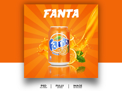 Social Media Fanta cold drinks banner. 2d 3d adobe illustrator adobe photoshop adobe xd advertise advertising banner bear brand design branding cold drinks colorful fanta poster promotional design social media banner socialmedia template water