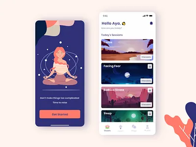 Meditation App Concept design designconcept illustration meditation meditation app mobile app mobile ui ui ux mobile app design uidesign uiux