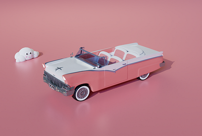 Ford Victoria 1960 3d 3d animation 3d art 3d artist 3d modeling 3dmodel blender car cartoon cloud cute digitalart ford lowpoly lowpoly3d pink pinkcar vintage