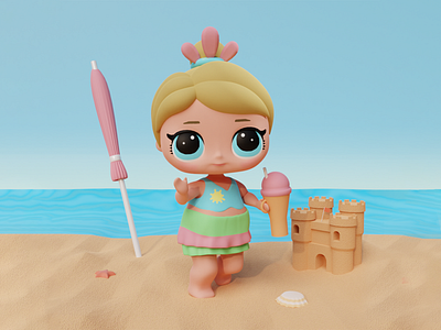 Summer Baby 3d 3dart 3dmodel baby blender character characterdesign cute cute art cute illustration design digitalart kawaii lol lowpoly lowpoly3d