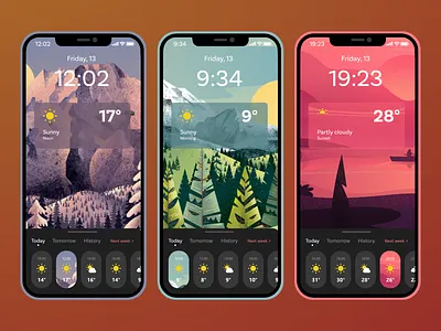 Weather app mobile app branding dark theme design illustration ios mobile notes temperature ui weather weather app weather forecast week
