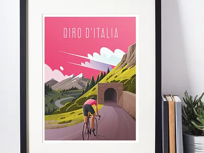 Giro D'Italia bicycle cycling forest giroditalia illustration italy mountains poster tourdefrance