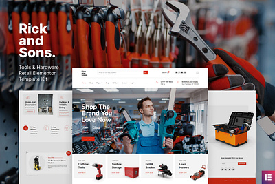 Tools & Hardware Retail WooCommerce Template Kit building materials design elementor hardware retail template tools ui ux website woocommerce