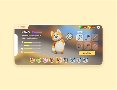 Party animals character animals game game ui