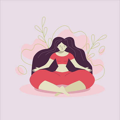 Yoga Time design flat girl illustration lotus vector vectorart yoga yoga pose