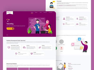 TalentDig - Landing Page Full branding clean design design figma illustration illustration art landing page landing page concept landing page design landing page ui purple talent ui ux vector web web design website website concept website design