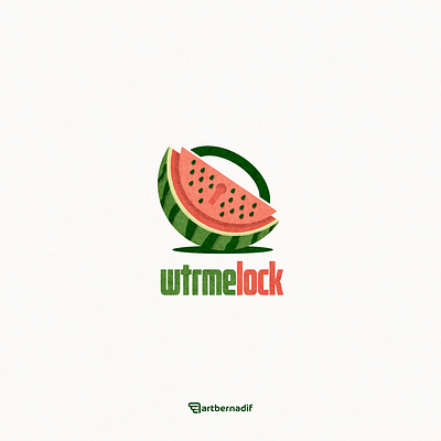 watermelon nad lock logo combination animation app branding design flat icon illustration logo ui vector