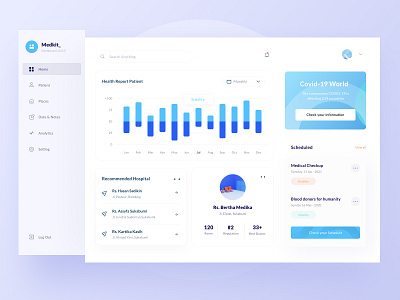 Medical dashboard UI buy calendar card chart dashboad dashboard ui data date desktop doctor dwonload figma freebies health hospital icon illustration medical sketch source