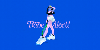 Babe Alert! illustration perspective pigtails racquet tennis tennis ball tennis shoes