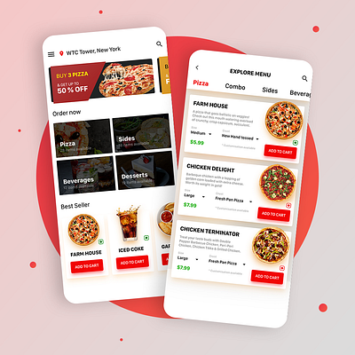 Pizza Delivery UI design illustration minimal ux vector