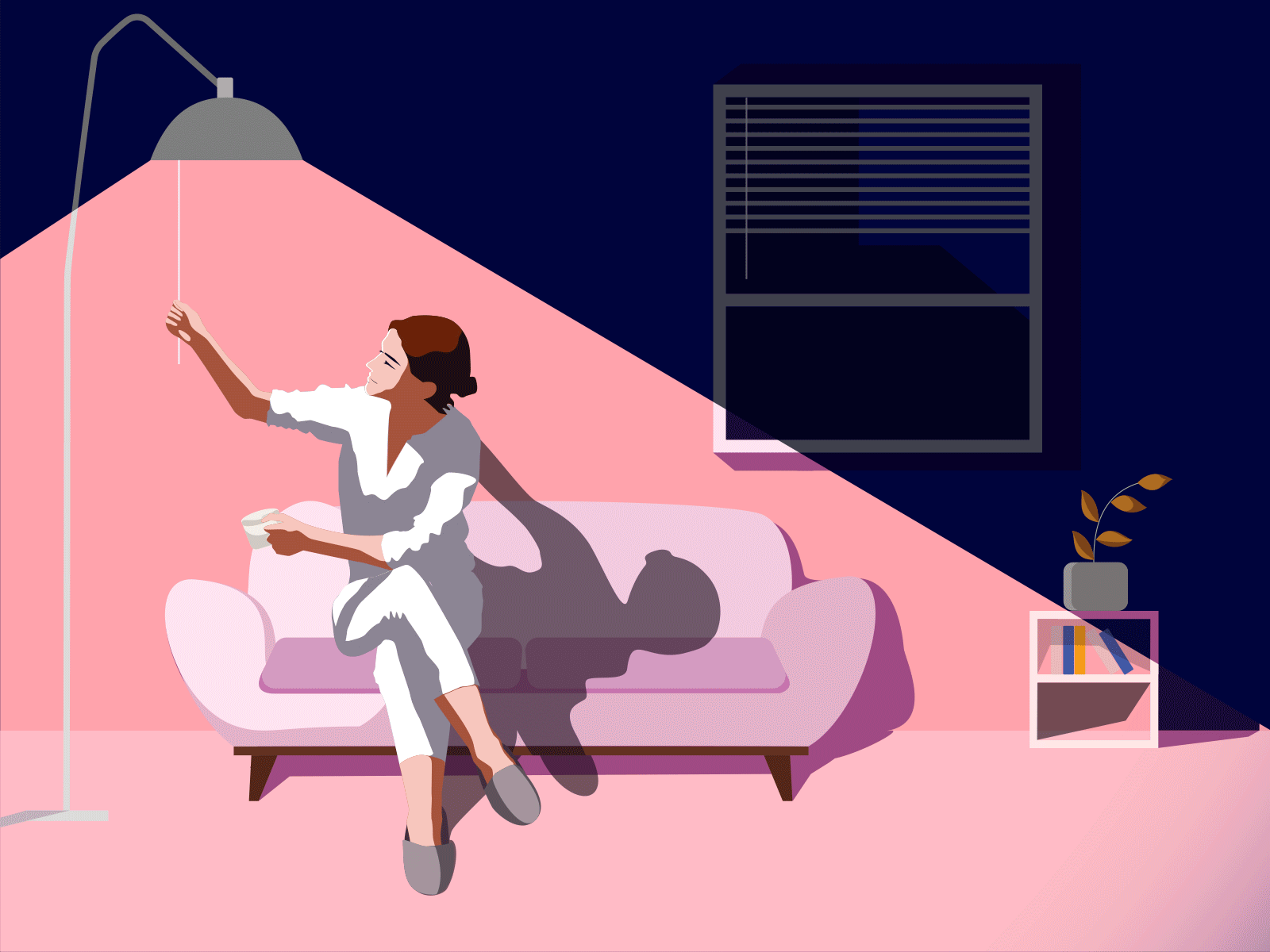 light ae animation blue girl light shadow