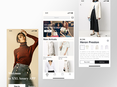 Three luxury page app ui ux