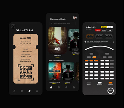 Cinema Apps (For Android and IOS) android app apps bioskop cinema cinema apps dark design mobile mobile app mobile app design mobile design mobile ui moblieapp movie movie ticket simple ticket ui xxi