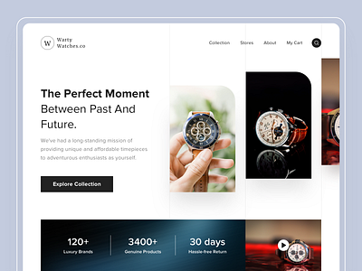 Online Watch Store - Web 2021 trend app branding cards daily ui design design trends gradient hero section landing page logo design online shop online store product design typography ui ux watch watch web web design website