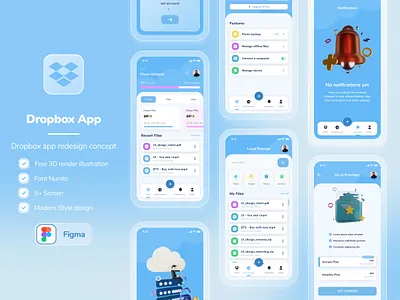 Dropbox UI App Redesign Concept app application award chat checkout community company map mobile page screen web