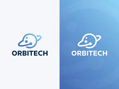 Orbit Tech Logo aerospace brand elipse fly galaxy gravitation gravity identity logo network orb orbit planet rocket satellite science software space tech technology