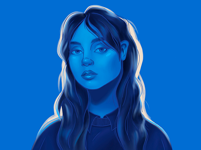 Clairo 2dart artist artwork beauty blue blue light character character design computer art emotion girl huion illustration ipad light procreate sketch stylized wacom woman